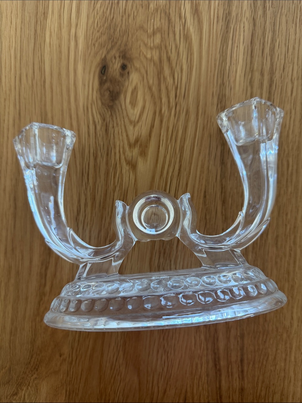 Vintage Clear Glass Double Candle Holder
